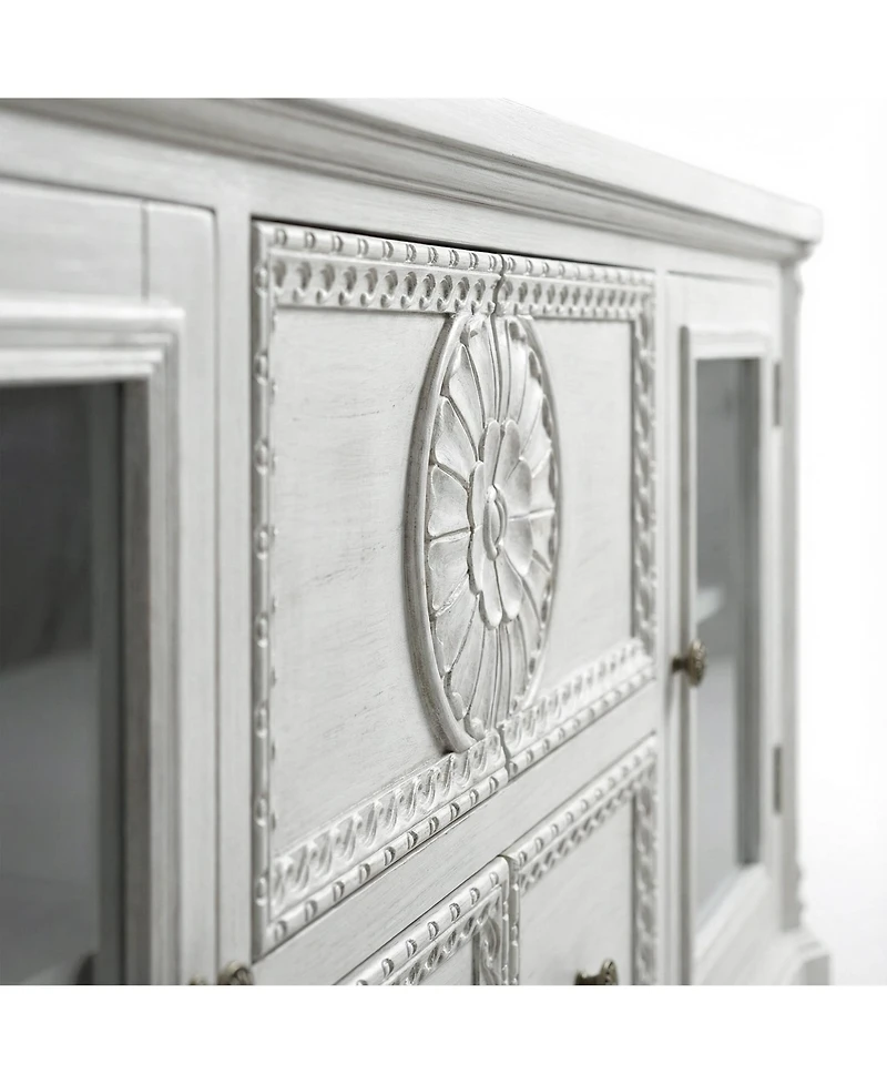 Homsee White opening and closing storage cabinet, modern minimalist multifunctional cabinet, pantry