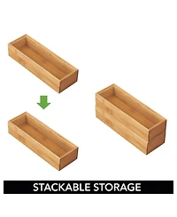 mDesign Wooden Bamboo Office Drawer Organizer Box Tray - 4 Pack