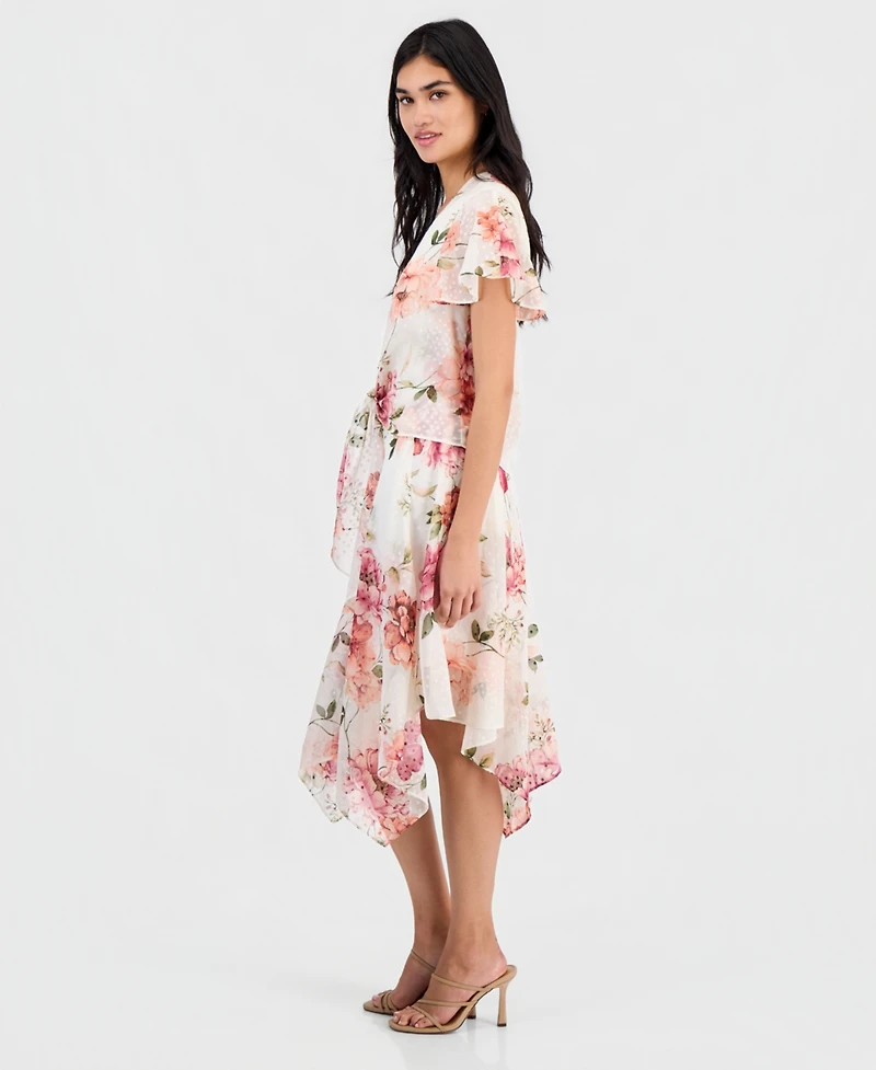 Robbie Bee Petite 2-Pc. Floral Chiffon Jacket & Dress Set