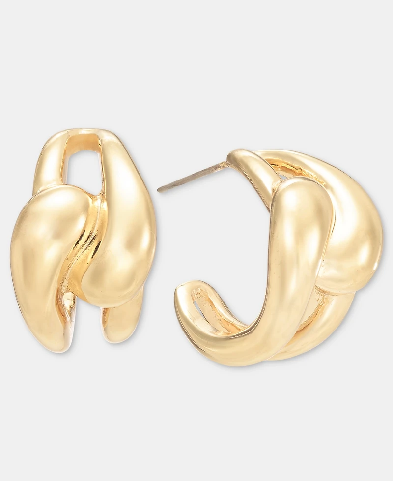Anne Klein Small Twisted C-Hoop Earrings, 0.52"