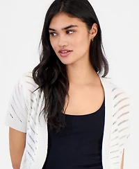 Robbie Bee Petite Open-Knit Stripe Bolero Shrug