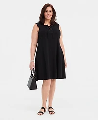 Style & Co Plus Solid Lace-Up Dress, Macy's Exclusive