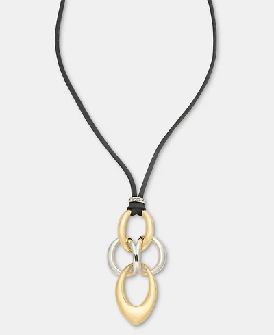 Anne Klein Linked Suede Cord Pendant Necklace, 32" + 3" extender