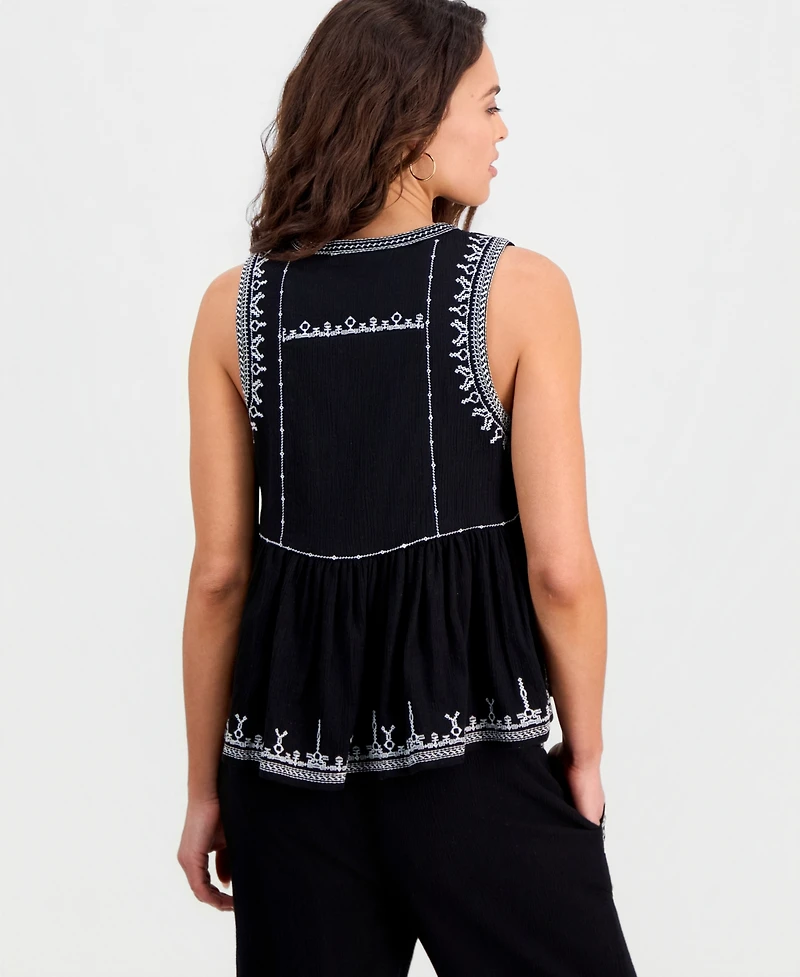 And Now This Petite Embroidered-Trim Tank Top, Macy's Exclusive