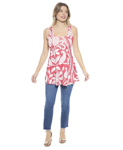 24seven Comfort Apparel Women's Paisley Scoop Neck Tunic Tank Top