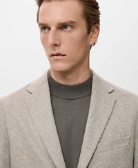 Mango Men's Slim Fit Flecked Wool Blazer