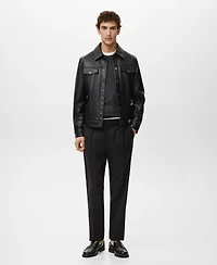 Mango Men's Pockets Faux-Leather Jacket
