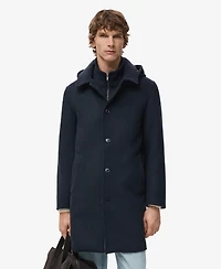Mango Men's Detachable Inner Collar Wool Coat