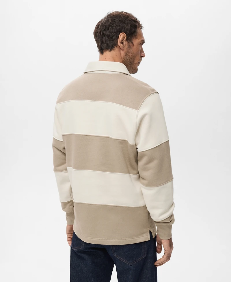 Mango Men's Striped Polo Sweatshirt