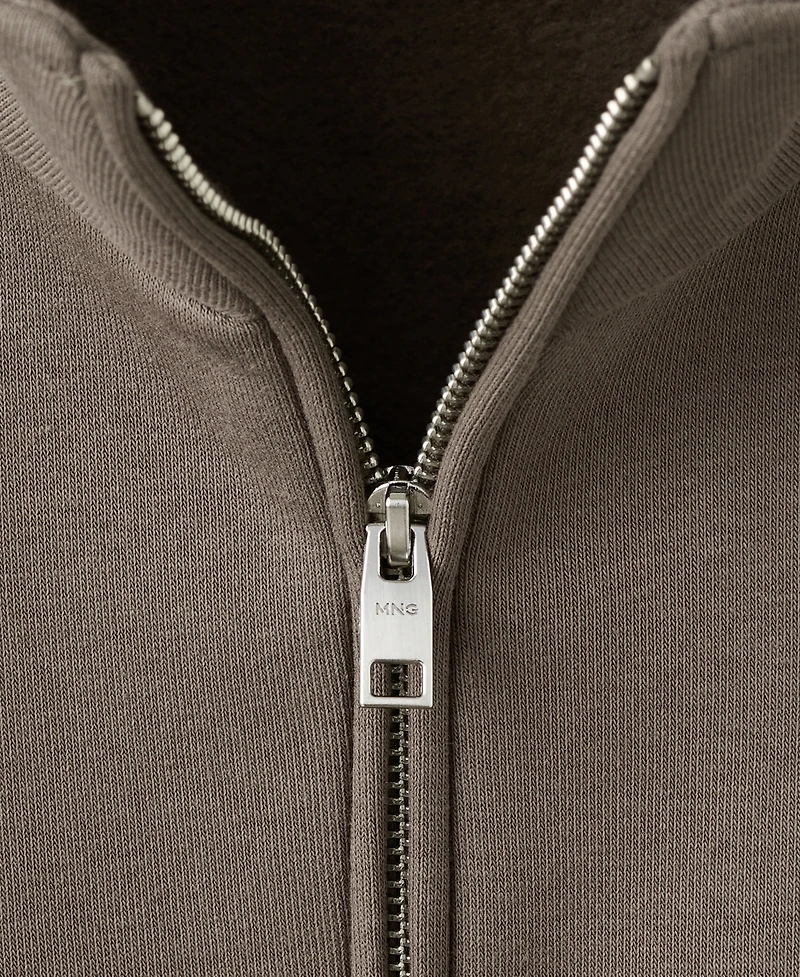 Mango Men's Regular-Fit Cotton Zipper Sweatshirt