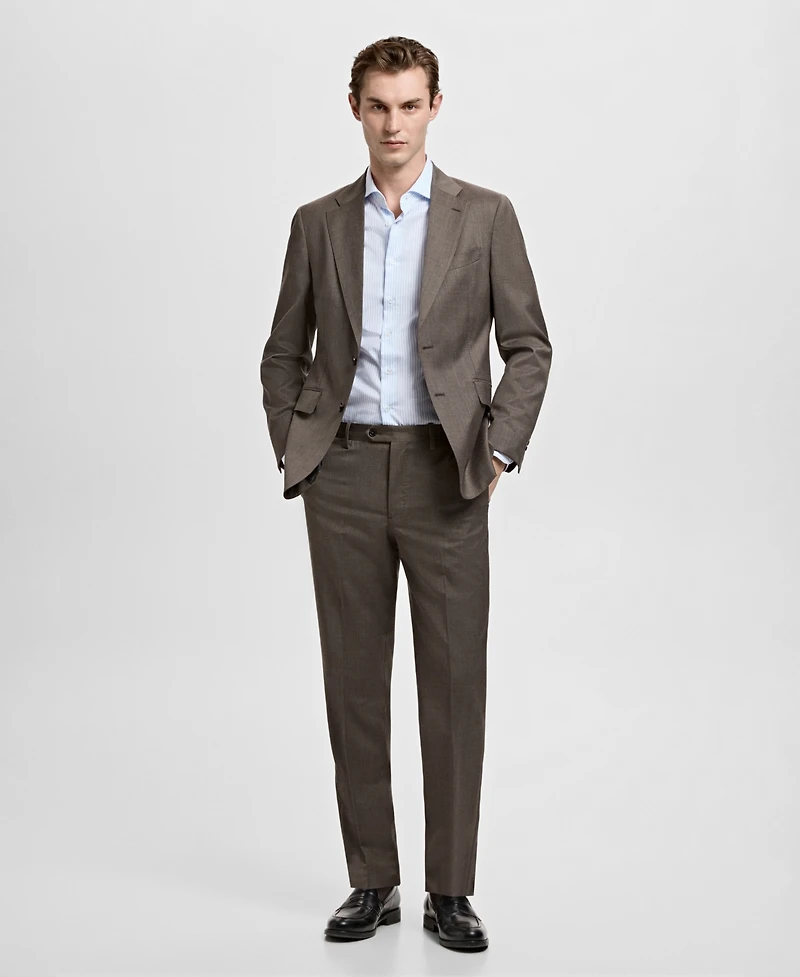 Mango Men's Slim Fit Cotton Striped Dress Shirt