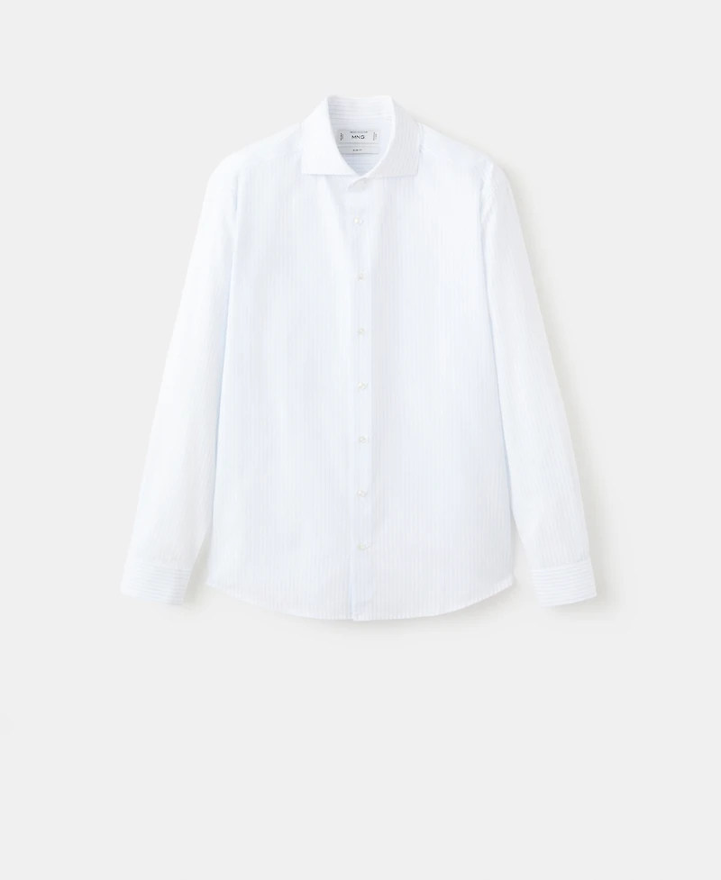 Mango Men's Slim Fit Cotton Striped Dress Shirt