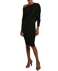 Reiss Women's Off-The-Shoulder Ribbed Midi Dress