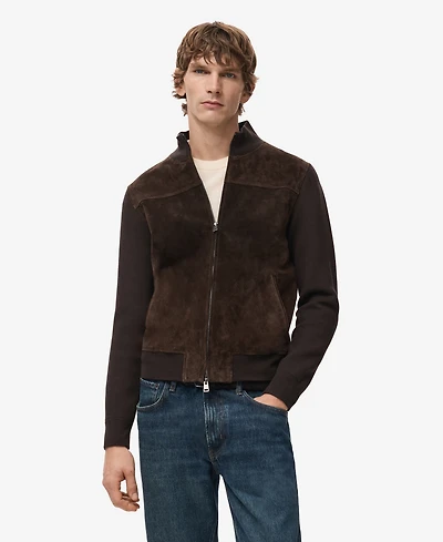 Mango Men's Combined Leather And Suede Jacket