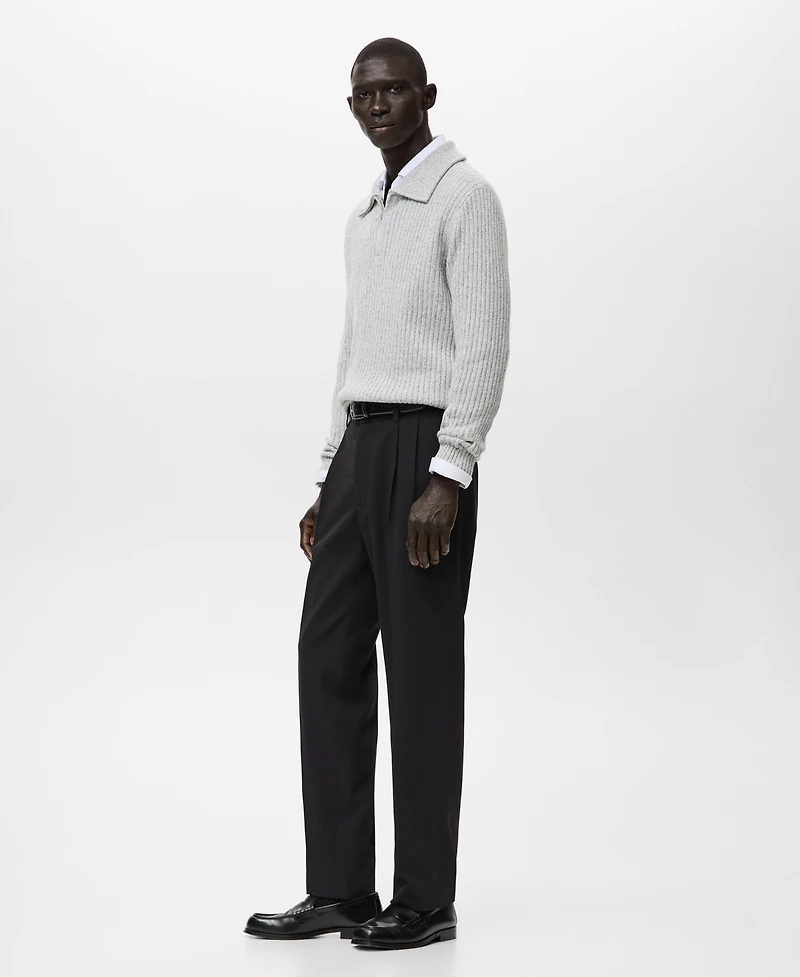 Mango Men's Wool-Blend Zipper Sweater