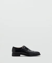 Mango Men's Double Buckle Leather Shoes