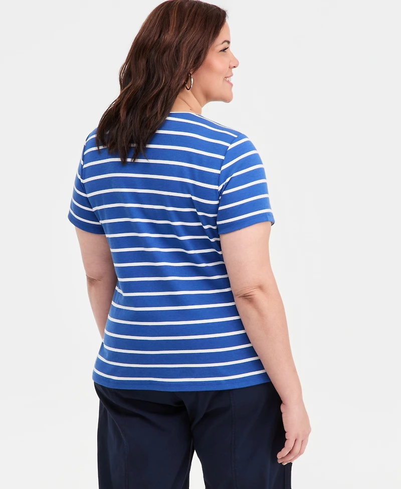Style & Co Women's Plus Size Short-Sleeve Scoop-Neck Top, Exclusively at Macy's