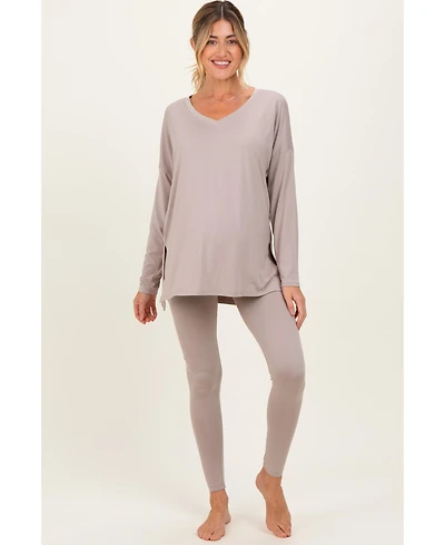 Pinkblush Women's Brushed Knit Maternity Oversized Top and Legging Set