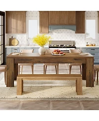 Tribesigns Farmhouse Dining Table for 6-8, Large Rectangle Kitchen Table with Heavy Duty Legs