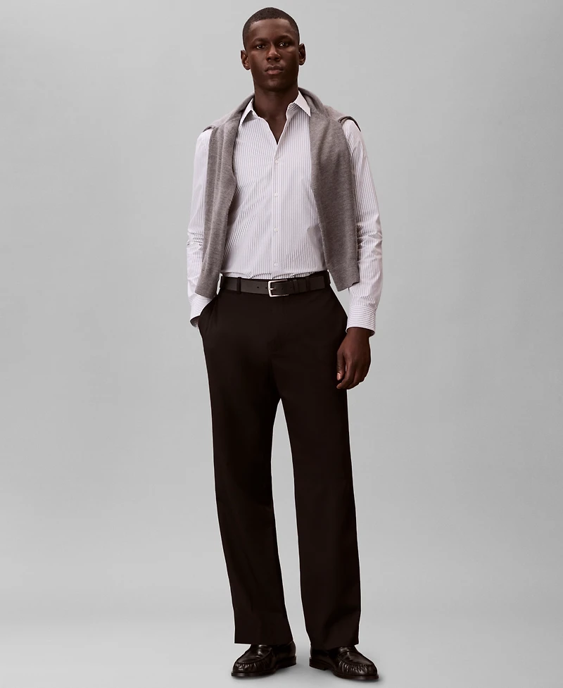 Calvin Klein Men's Stripe Tech Slim-Fit Button-Down Shirt