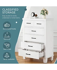 gaomon Dresser for Bedroom with 6 Drawers, 45'' Tall White Chests of Drawers Storage, Wooden Closet, Bedroom, Living Room