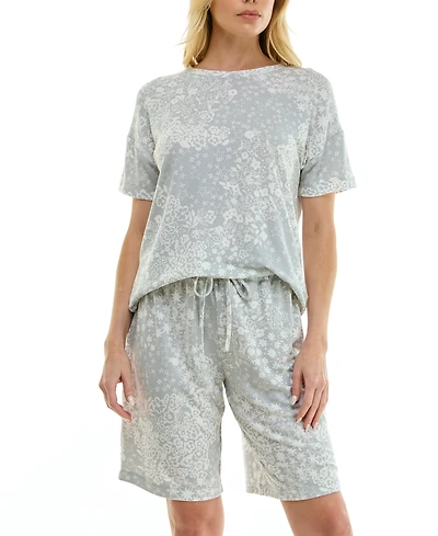 Roudelain Women's Short-Sleeve Drop Shoulders Top & Shorts, 2-Piece Set
