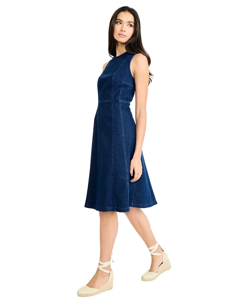 Maggy London Women's Sleeveless Crew Neck Midi Dress