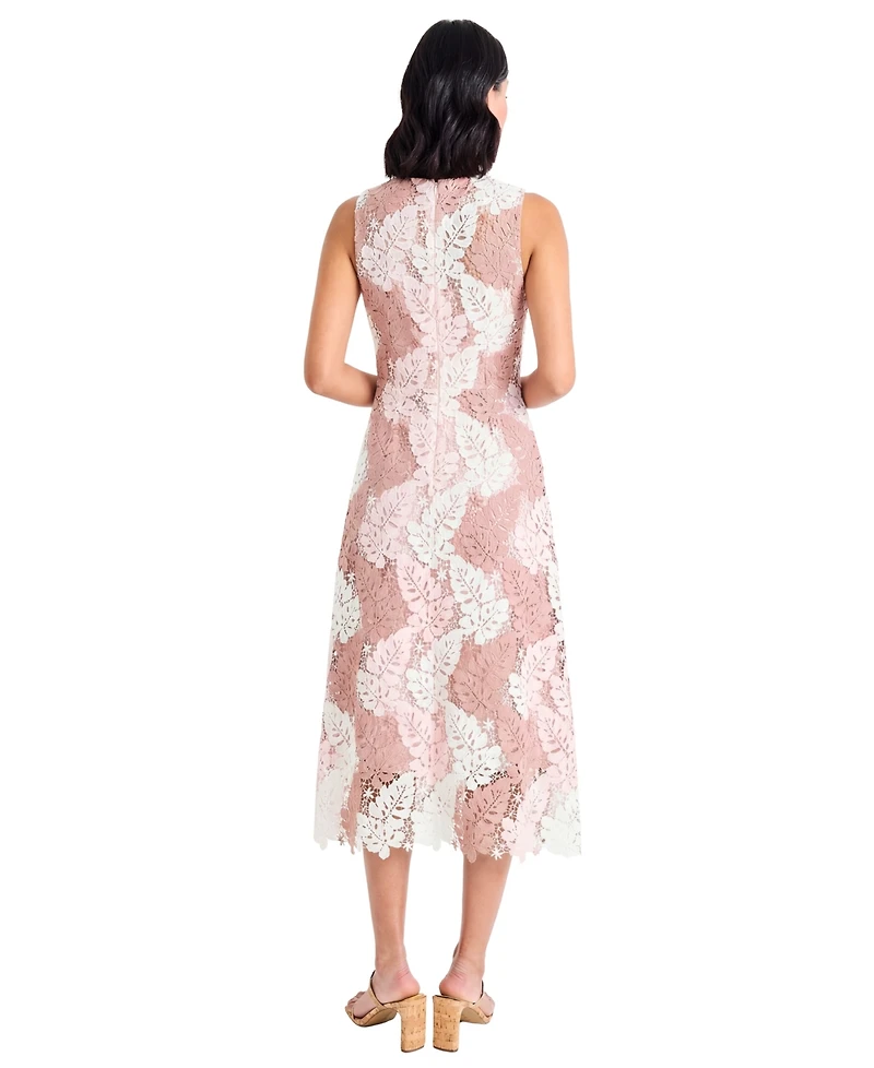 Maggy London Women's Printed Lace Sleeveless Midi Dress