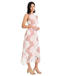 Maggy London Women's Printed Lace Sleeveless Midi Dress