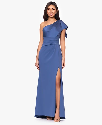 Betsy & Adam women's One-shoulder Ruched gown