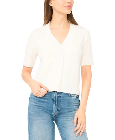 CeCe Women's V-Neck Short-Sleeve Cardigan