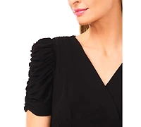 CeCe Women's V-Neck Puff-Sleeve Top