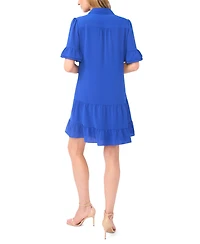 CeCe Women's Double Ruffle Sleeve Collared Mini Dress