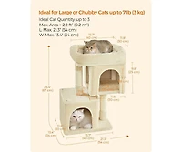 Cozito 26.4-Inch Indoor Pet Play Tower with 2 Cat Caves, Scratching Posts, Top Perch, Anti-Tip Kit