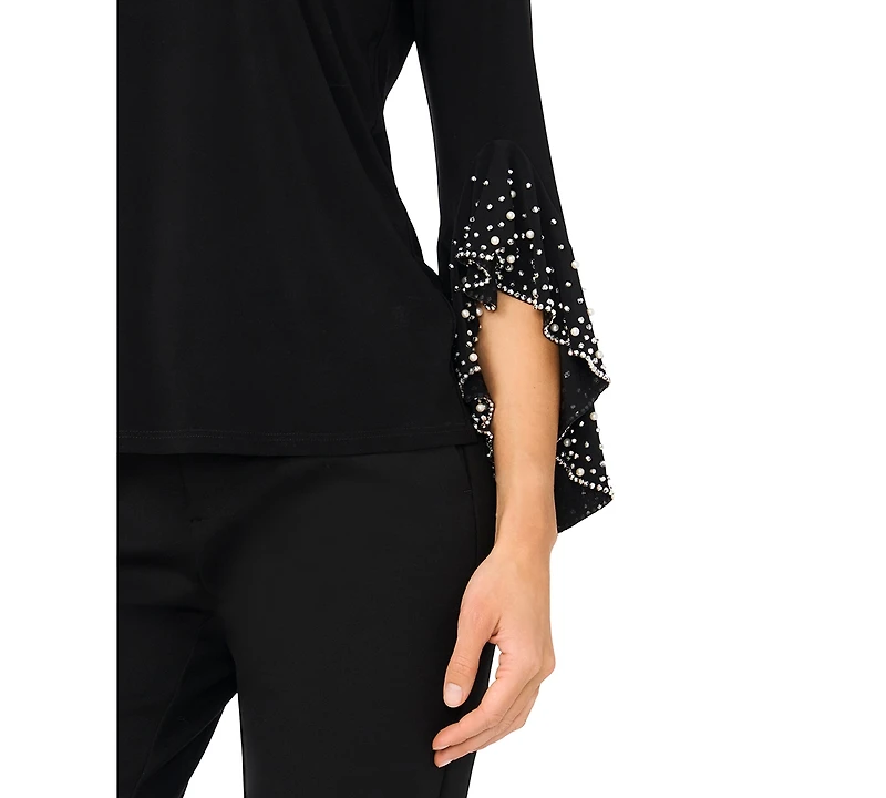 Msk Women's V-Neck Long-Sleeves Top