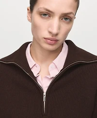 Mango Women's Contrasting Zipper Collar Sweater