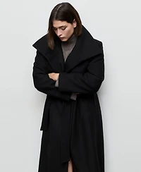 Mango Women's Belted Manteco Wool Coat