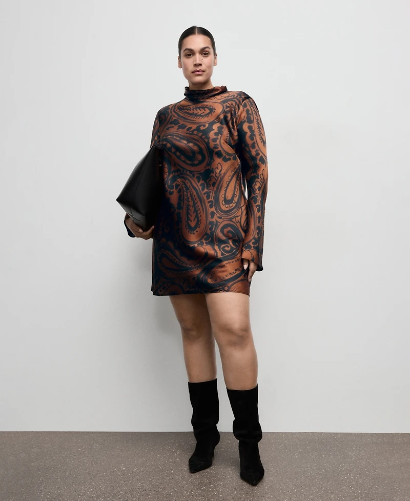 Mango Women's Paisley-Print Satin Dress