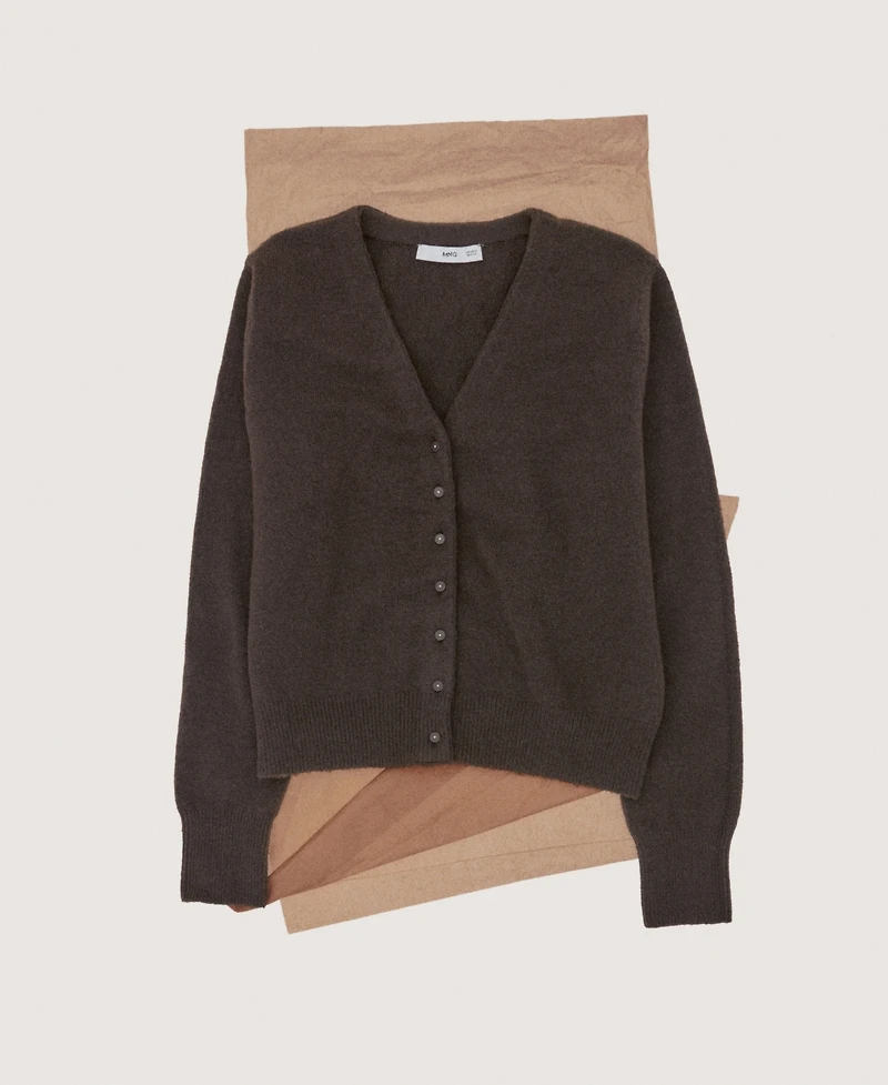 Mango Women's V-Neck Knitted Cardigan Sweater