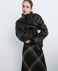 Mango Women's Oversized Leather Jacket