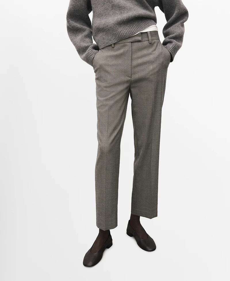 Mango Women's Slim Cropped Pinstripe Pants