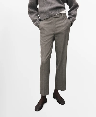 Mango Women's Slim Cropped Pinstripe Pants