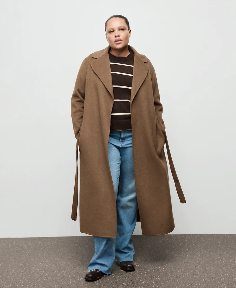 Mango Women's Belted Handmade Wool Coat