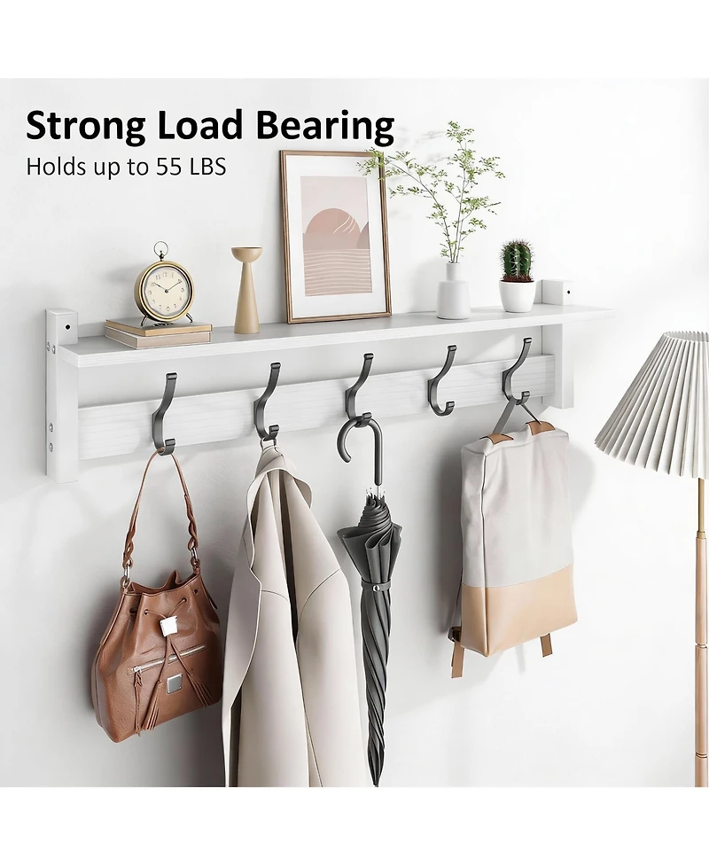 Yigii 5-Hook Wall Coat Rack with Shelf