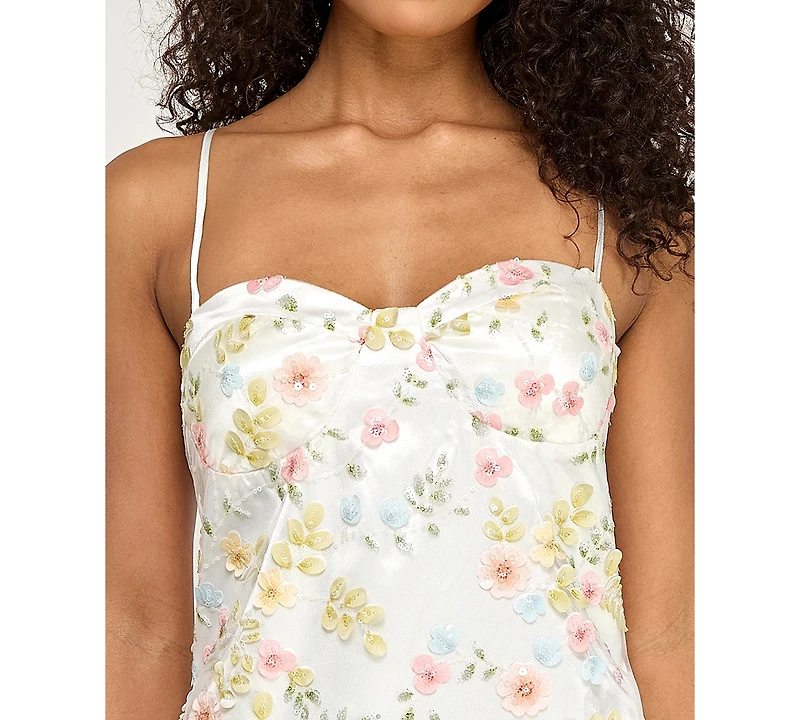 Seni & Cade Juniors' 3D Flowers Sequin Short Dress