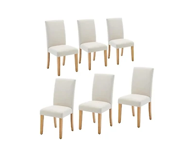 gaomon Modern Fabric Upholstered Dining Chairs Set, Curved Backrest Ergonomic Kitchen Chairs with Heavy-Duty Wood Legs