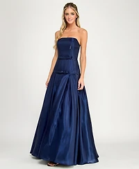 Say Yes Juniors' Strapless Bow Detail Ball Gown