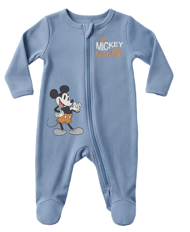 Disney Baby Boys' Mickey Mouse Ribbed Sleep and Play Coverall