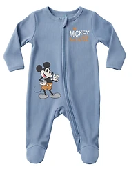 Disney Baby Boys' Mickey Mouse Ribbed Sleep and Play Coverall