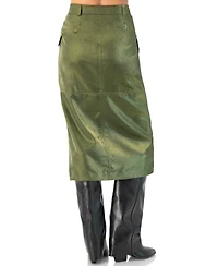 Ivonne Women's Midi Skirt with Front Slit